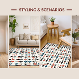 Ultra Soft Area Rug, Non Slip, Stain Resistant, Washable Area Rugs for Living Room, Bedroom, Rustic Tasseled Graphic Pattern(Red)