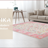 Ultra Soft Area Rug, Non Slip, Stain Resistant, Washable Area Rugs for Living Room, Bedroom, Chic Geometric Soft Pink Aesthetic(Ivory)