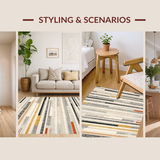 Ultra Soft Area Rug, Non Slip, Stain Resistant, Washable Area Rugs for Living Room, Bedroom, Monochrome Stripe Woven Rug, Modern Patio Carpet Door Mat Decor(Gray)