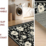 Ultra Soft Area Rug, Non Slip, Stain Resistant, Washable Area Rugs for Living Room, Bedroom, Elegant Earth Tone Aesthetic(Black)