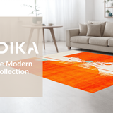Ultra Soft Area Rug, Non Slip, Stain Resistant, Washable Area Rugs for Living Room, Bedroom, Bold Teal and Orange Geometric Fusion(Orange)