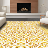 Ultra Soft Area Rug, Non Slip, Stain Resistant, Washable Area Rugs for Living Room, Bedroom, Intricate Floral Mosaic Design(Yellow)