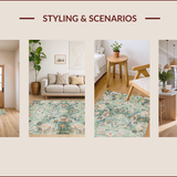Ultra Soft Area Rug, Non Slip, Stain Resistant, Washable Area Rugs for Living Room, Bedroom, Sage Green Vintage Floral Aesthetic(Beige)