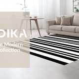 Ultra Soft Area Rug, Non Slip, Stain Resistant, Washable Area Rugs for Living Room, Bedroom, Chic Modern Linear Pattern Design(Black)