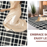 Ultra Soft Area Rug, Non Slip, Stain Resistant, Washable Area Rugs for Living Room, Bedroom, Elegant Black White Layered Stripe Pattern Rug with Textured Absorbency(Black)