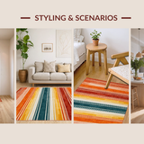 Ultra Soft Area Rug, Non Slip, Stain Resistant, Washable Area Rugs for Living Room, Bedroom, Vibrant Abstract Rainbow Design(Orange)