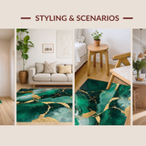 Ultra Soft Area Rug, Non Slip, Stain Resistant, Washable Area Rugs for Living Room, Bedroom, Vibrant Green and Gold Artistic Vibes(Green)