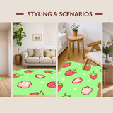 Ultra Soft Area Rug, Non Slip, Stain Resistant, Washable Area Rugs for Living Room, Bedroom, Stylish Modern Sweet Fruit Concept(Green)