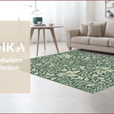 Ultra Soft Area Rug, Non Slip, Stain Resistant, Washable Area Rugs for Living Room, Bedroom, Washable Woodcut Print Entryway Door Mat(Green)