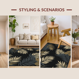 Ultra Soft Area Rug, Non Slip, Stain Resistant, Washable Area Rugs for Living Room, Bedroom, Contemporary Botanical Patterned Contrast(Black)