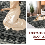 Ultra Soft Area Rug, Non Slip, Stain Resistant, Washable Area Rugs for Living Room, Bedroom, Piano Key: Striped Woven Rug, Minimalist Black & White Design(Black)