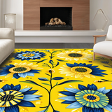 Ultra Soft Area Rug, Non Slip, Stain Resistant, Washable Area Rugs for Living Room, Bedroom, Whimsical Floral Playful Aesthetic(Yellow)