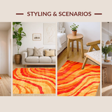 Ultra Soft Area Rug, Non Slip, Stain Resistant, Washable Area Rugs for Living Room, Bedroom, Playful Whimsical Pastel Fusion(Orange)
