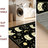 Ultra Soft Area Rug, Non Slip, Stain Resistant, Washable Area Rugs for Living Room, Bedroom, Artistic Black Cat Head Visual(Black)