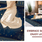 Ultra Soft Area Rug, Non Slip, Stain Resistant, Washable Area Rugs for Living Room, Bedroom, Celestial Whimsical Sun Motif(Blue)