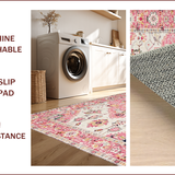 Ultra Soft Area Rug, Non Slip, Stain Resistant, Washable Area Rugs for Living Room, Bedroom, Elegant Blush Garden Pattern(Pink)