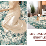 Ultra Soft Area Rug, Non Slip, Stain Resistant, Washable Area Rugs for Living Room, Bedroom, Elegant Floral Distressed Aesthetic(Ivory)
