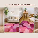 Ultra Soft Area Rug, Non Slip, Stain Resistant, Washable Area Rugs for Living Room, Bedroom, Coquette Bow Carpet with Subtle Uno Reverse Design and Pink Colorway(Purple)