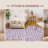 Ultra Soft Area Rug, Non Slip, Stain Resistant, Washable Area Rugs for Living Room, Bedroom, Delightful Colorful Petal Design(Purple)