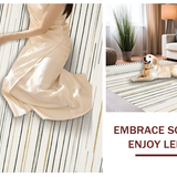 Ultra Soft Area Rug, Non Slip, Stain Resistant, Washable Area Rugs for Living Room, Bedroom, Soft Cream Abstract Angled Motif(Beige)
