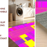 Ultra Soft Area Rug, Non Slip, Stain Resistant, Washable Area Rugs for Living Room, Bedroom, Nostalgic Hip Hop Aesthetic Pattern(Yellow)