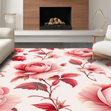 Ultra Soft Area Rug, Non Slip, Stain Resistant, Washable Area Rugs for Living Room, Bedroom, Sophisticated Garden-Inspired Décor(Red)