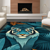 Ultra Soft Area Rug, Non Slip, Stain Resistant, Washable Area Rugs for Living Room, Bedroom, Rustic Animal Print with Orange Hues(Blue)