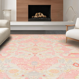Ultra Soft Area Rug, Non Slip, Stain Resistant, Washable Area Rugs for Living Room, Bedroom, Cozy Retro Script Design(Pink)