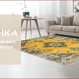 Ultra Soft Area Rug, Non Slip, Stain Resistant, Washable Area Rugs for Living Room, Bedroom, Timeless Classic Lattice Design(Yellow)