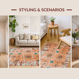 Ultra Soft Area Rug, Non Slip, Stain Resistant, Washable Area Rugs for Living Room, Bedroom, Warm Toned Abstract Pattern(Orange)