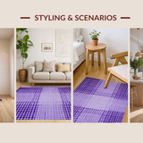 Ultra Soft Area Rug, Non Slip, Stain Resistant, Washable Area Rugs for Living Room, Bedroom, Unique Textured Wavy Patterned Print(Purple)
