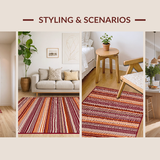 Ultra Soft Area Rug, Non Slip, Stain Resistant, Washable Area Rugs for Living Room, Bedroom, Artful Retro Motif Arrangement(Brown)