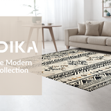Ultra Soft Area Rug, Non Slip, Stain Resistant, Washable Area Rugs for Living Room, Bedroom, Rustic Striped Patterned Rug(Black)