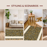 Ultra Soft Area Rug, Non Slip, Stain Resistant, Washable Area Rugs for Living Room, Bedroom, Chic Wildlife Motif Accents(Beige)