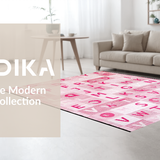 Ultra Soft Area Rug, Non Slip, Stain Resistant, Washable Area Rugs for Living Room, Bedroom, Delightful Pink Playful Alphabet Arrangement(Pink)