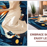Ultra Soft Area Rug, Non Slip, Stain Resistant, Washable Area Rugs for Living Room, Bedroom, Vibrant Dark Blue Animal Motif(Orange)