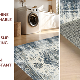 Ultra Soft Area Rug, Non Slip, Stain Resistant, Washable Area Rugs for Living Room, Bedroom, Cozy Earthy Toned Floral Design(Gray)