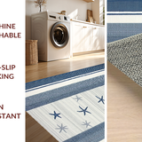 Ultra Soft Area Rug, Non Slip, Stain Resistant, Washable Area Rugs for Living Room, Bedroom, Trendy Striped Seaside Inspiration(Blue)