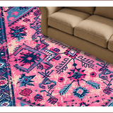 Ultra Soft Area Rug, Non Slip, Stain Resistant, Washable Area Rugs for Living Room, Bedroom, Distressed Pink and Blue Living Room Carpet(Pink)