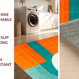 Ultra Soft Area Rug, Non Slip, Stain Resistant, Washable Area Rugs for Living Room, Bedroom, Vibrant Teal Orange Fusion(Orange)