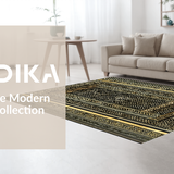 Ultra Soft Area Rug, Non Slip, Stain Resistant, Washable Area Rugs for Living Room, Bedroom, Glamorous Gold Geometric Charm(Gold)