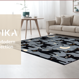 Ultra Soft Area Rug, Non Slip, Stain Resistant, Washable Area Rugs for Living Room, Bedroom, Charming Whimsical Feline Aesthetic(Black)