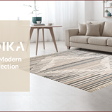 Ultra Soft Area Rug, Non Slip, Stain Resistant, Washable Area Rugs for Living Room, Bedroom, Chic Minimalist Geometric Motif(Beige)