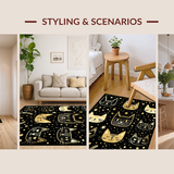 Ultra Soft Area Rug, Non Slip, Stain Resistant, Washable Area Rugs for Living Room, Bedroom, Contemporary Playful Cat Embellishment(Black)