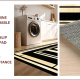 Ultra Soft Area Rug, Non Slip, Stain Resistant, Washable Area Rugs for Living Room, Bedroom, Glamorous Black Gold Geometric Design(Gold)