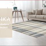 Ultra Soft Area Rug, Non Slip, Stain Resistant, Washable Area Rugs for Living Room, Bedroom, Chic Neutral Plaid Elegance(Beige)
