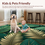 Ultra Soft Area Rug, Non Slip, Stain Resistant, Washable Area Rugs for Living Room, Bedroom, Serene Greenery Patterned Accent(Green)
