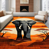 Ultra Soft Area Rug, Non Slip, Stain Resistant, Washable Area Rugs for Living Room, Bedroom, Vibrant Elephant Silhouette Design(Orange)