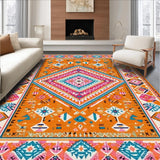 Ultra Soft Area Rug, Non Slip, Stain Resistant, Washable Area Rugs for Living Room, Bedroom, Rustic Ethnic Print Aesthetic(Orange)