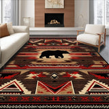 Ultra Soft Area Rug, Non Slip, Stain Resistant, Washable Area Rugs for Living Room, Bedroom, Artful Southwest Color Fusion(Red)